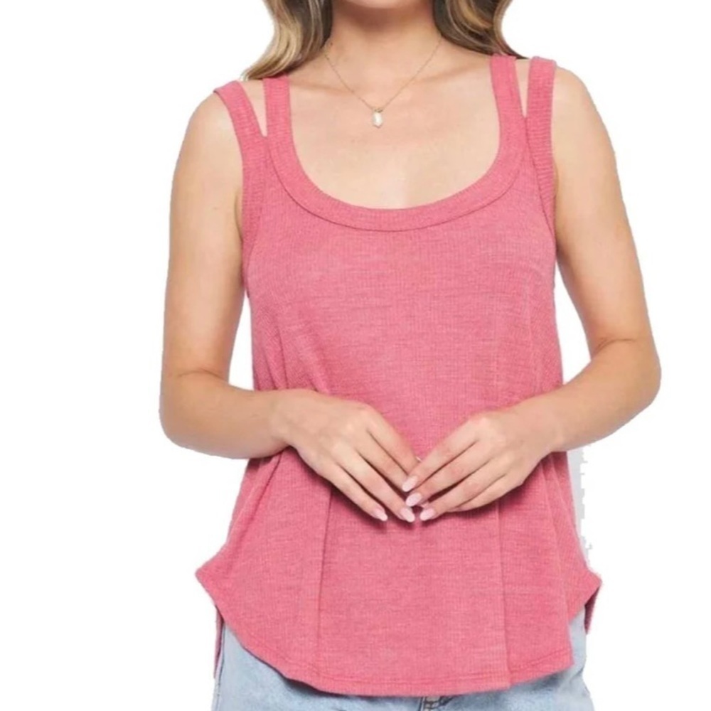 Project Social T Women’s Split The Difference Ribbed Tank Top Brandywine Medium